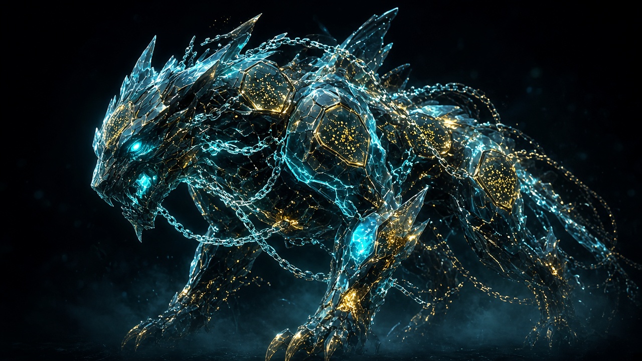Concept art: a chain monster built from on-chain data