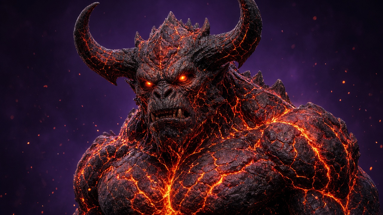 Concept art: Magma Brute, a flame-element monster